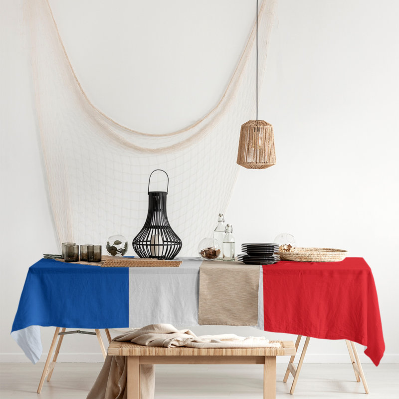 Mélange de coton rayé Nappe, Kansas,Blue/White/Red