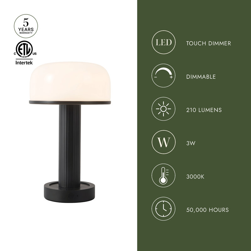 Vienna 9-in Black dimmable LED Table Lamp, Urban Bronze