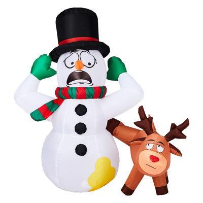 3.5FT Lighted Snowman And Reindeer Christmas Inflatable Decoration