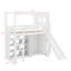 Lit mezzanine simple avec garde-robe, tablettes de rangement, glissoire et DEL