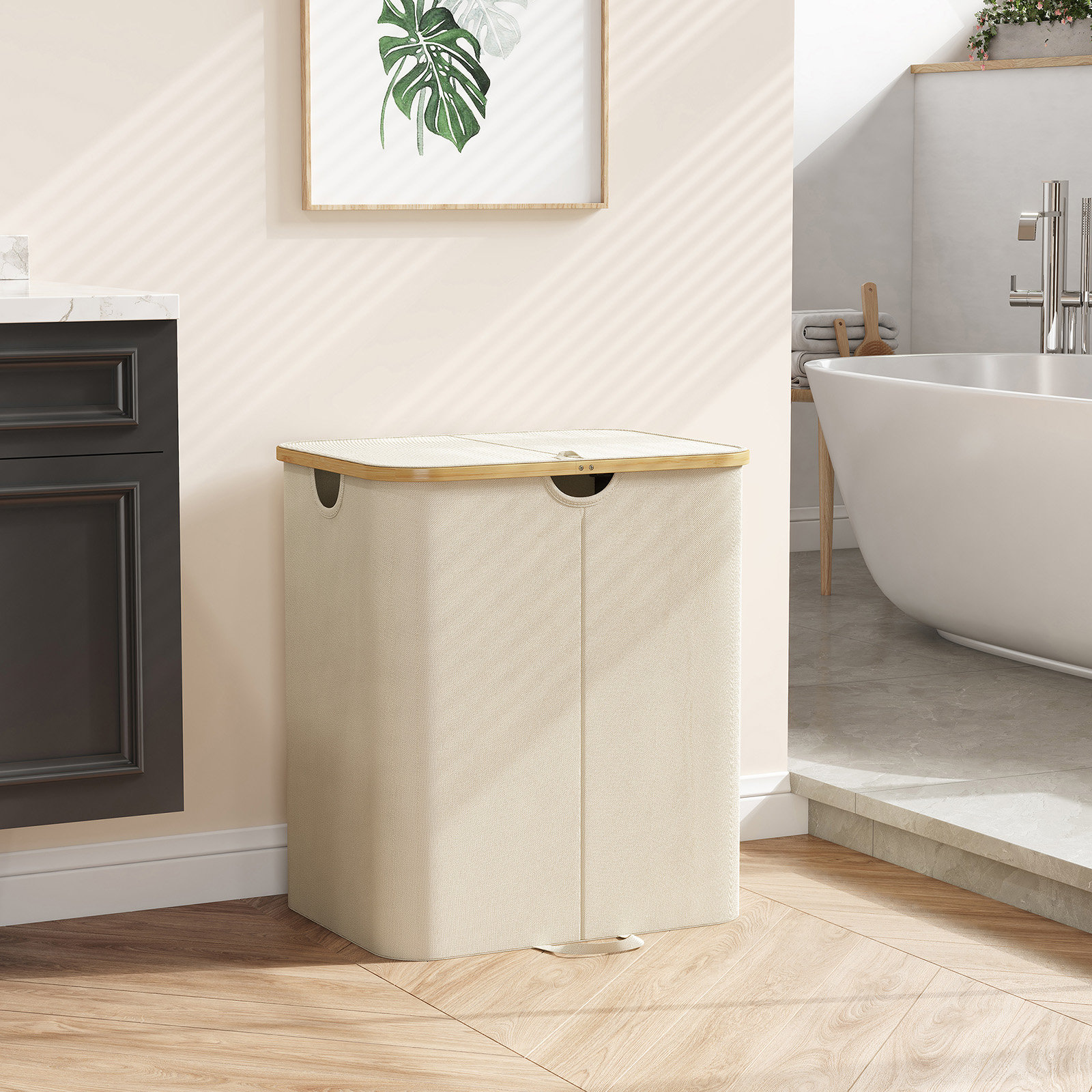 Lifewit 120l Double Laundry Hamper With Lid, Large Laundry Basket With ...