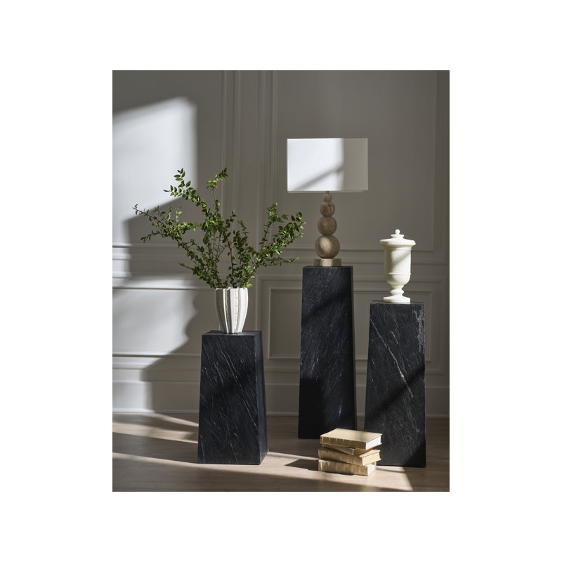 Modern Stone Top End Table, 24" H x 12" W x 12" D
