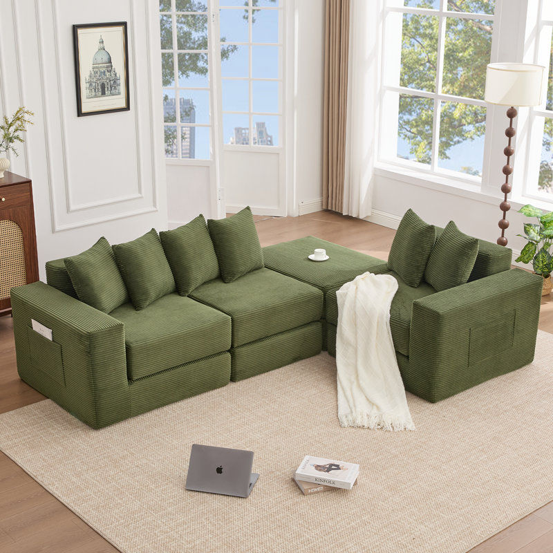Canapé modulaire convertible, Polyester vert