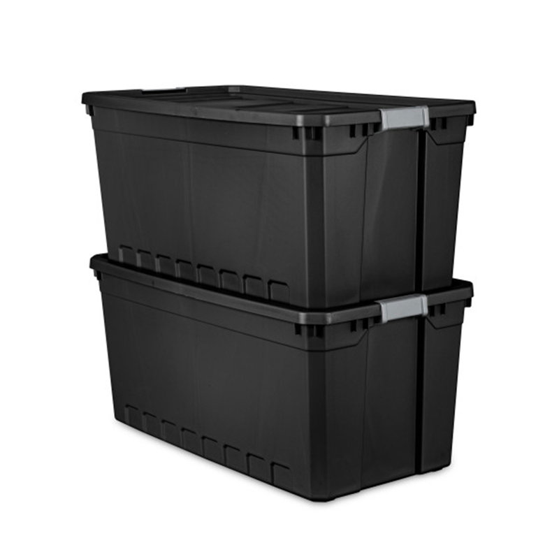 Sterilite Rugged Industrial Stackable Storage Tote w/ Lid, Black