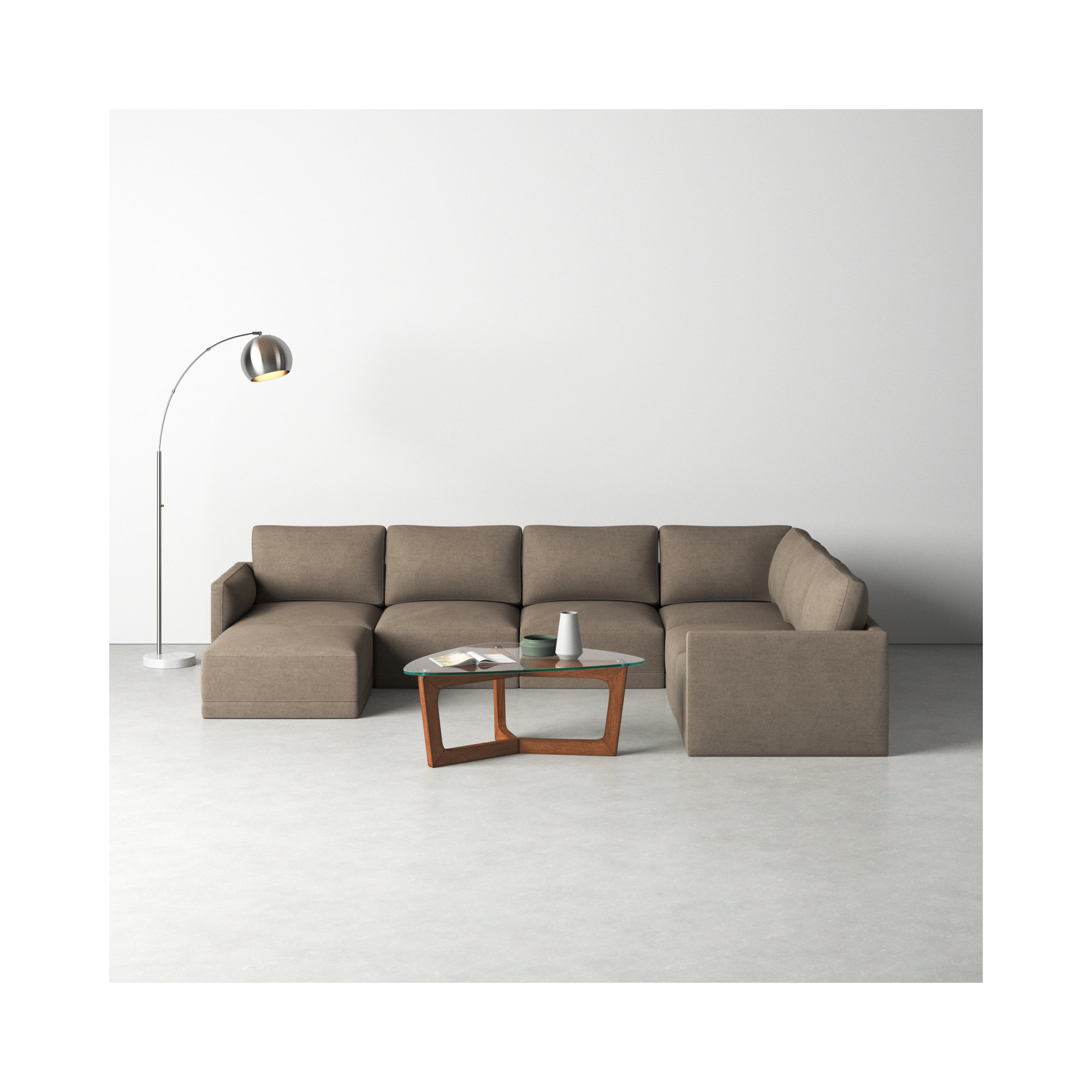 Deirdre Modular Upholstered Reversible U-Sectional, Taupe