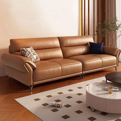Brown Genuine Leather Modular Sofa cushion couch