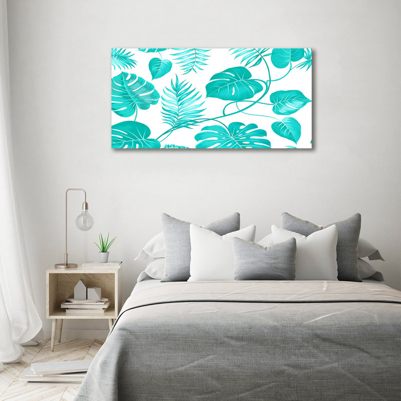 Tropical Leaves - No Frame Print on Glass, Canvas, 70cm H x 140cm W x 2cm D