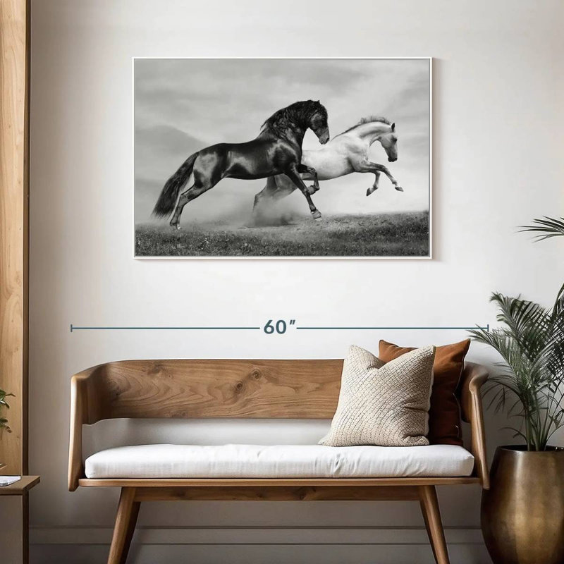 Sprint de chevaux arabes, Cadre flottant blanc, 43 po x 29 po