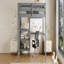 Lit mezzanine simple en bois avec tablettes, bureau et tableau d'écriture - Gris-96802406