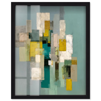 Chromatic Cubes I Shadowbox Print Bathroom Wall Decor by Art Remedy, Black Frame, 16 x 20