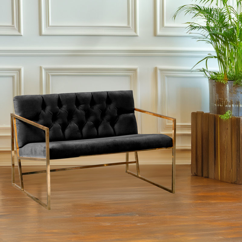 2-Seat Sofa, Gold, Black