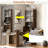 Mid-century Multi-use Extenable Cabinet Desk With Storage Peg Board, Storage Cabinet With Sliding Glass Doors, Led Light, Free Cat Cushion And Cat Toy