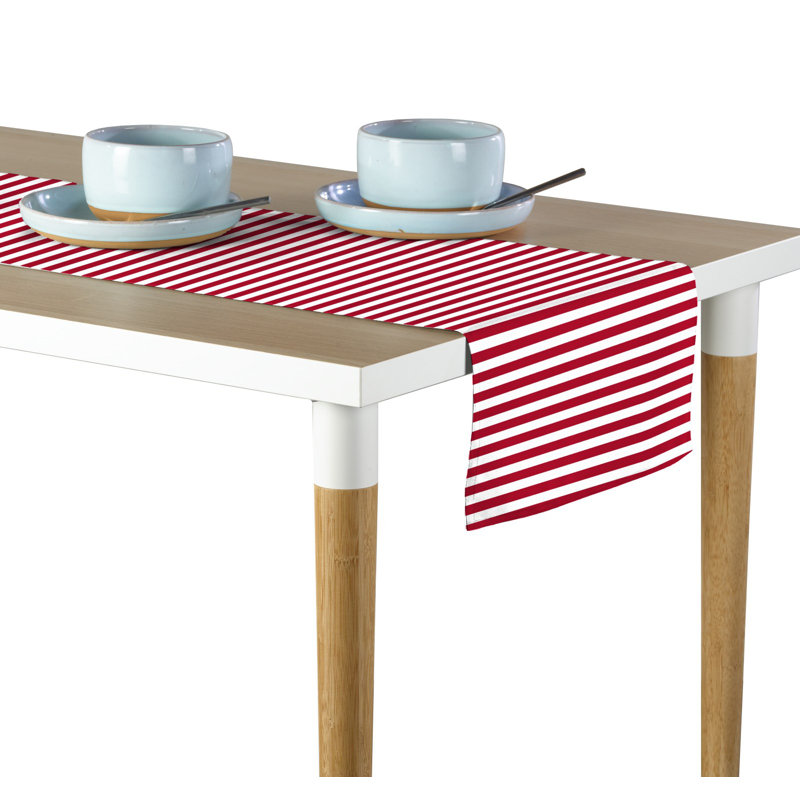 Arda Small Stripes Milliken Signature Table Runner, 72" L x 12" W, Red