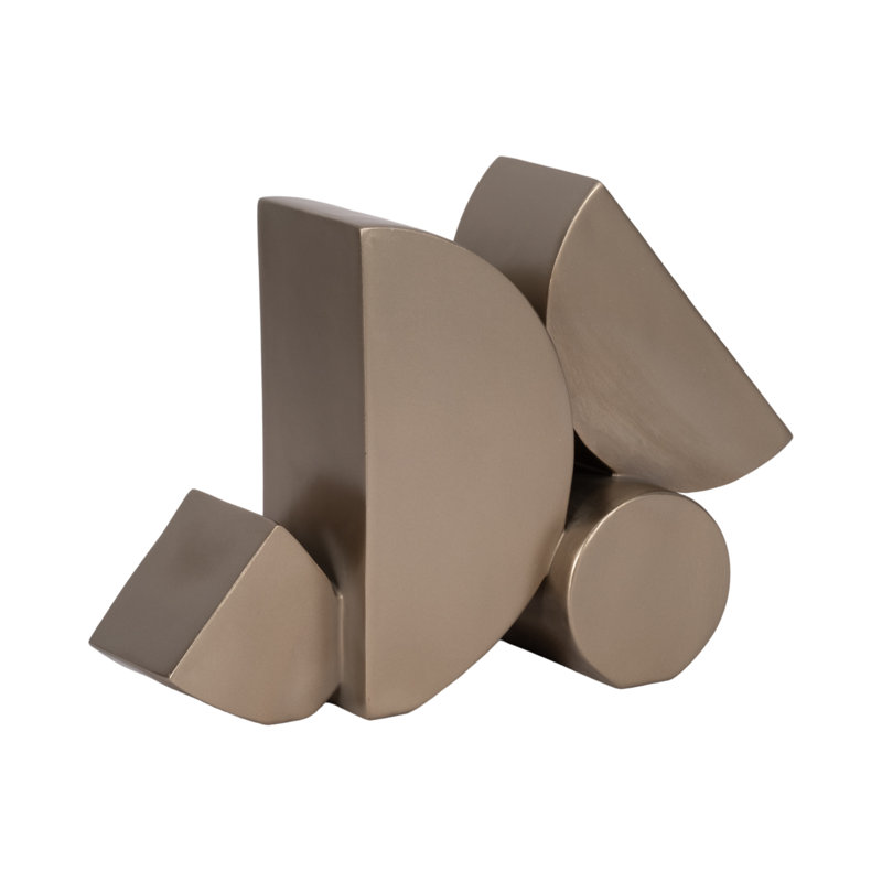 Sculpture Resin Polyresin Abstract Geometric Design Modern Glam for Home Office Bedroom Living Room - 9" Gold & Metallic