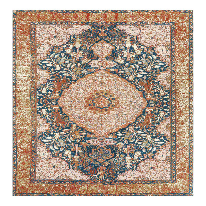 Outdoor Traditional Area Rug, Square 7'10"