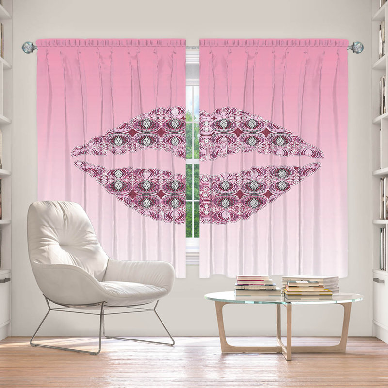 Ensemble de 2 rideaux pour fenêtre Finnian Lined, L 56 po x L 78 po, Rose / argent / rose
