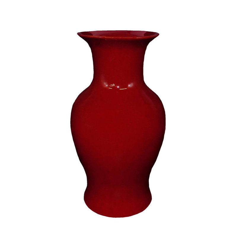 Chinese Porcelain Fishtail Vase Hand Glazed in Oxblood Red