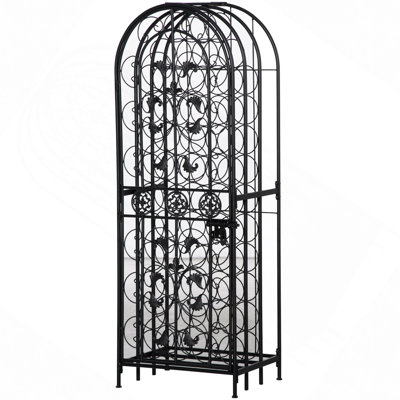 Wine Rack,45 Bottle Wrought Iron Wine Rack Jail With Lock