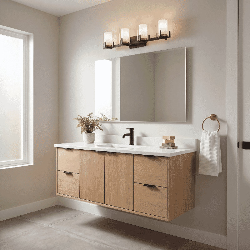 Trimidus 3-Light Bathroom Vanity Light In Matte Black With Warm Brass Accents, 7.5" H x 24" W x 24" D, 3 Lights