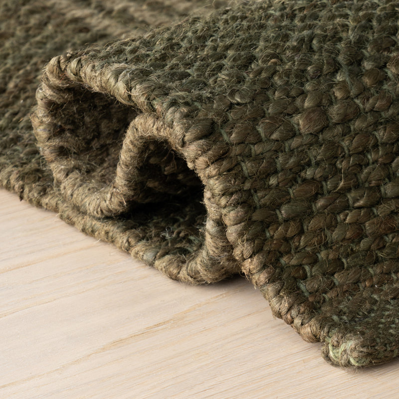 Nadira Striped Moroccan Jute Area Rug, Rectangle 9'6" x 13'6", Green