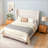 Harper Tall Headboard Upholstered Bed with 54 Inch High Headboard, Elegant Simplicity, No Box Spring Needed, Easy Assembly, California King, Textured Ivory Canvas