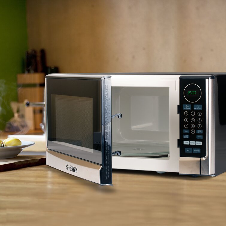 Commercial Chef Chm14110s6c 1.4 Cu. ft. 1100W Countertop Microwave - Black/Stainless Steel