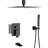 12 Inch Ceiling Mount Shower In Matte Black With Waterfall Tub Spout Feature - Square Rainfall Head, Handheld Shower, Valve, Easy Installation & Hygiene Protocols Integration 12" Sanitary Routines-121244981