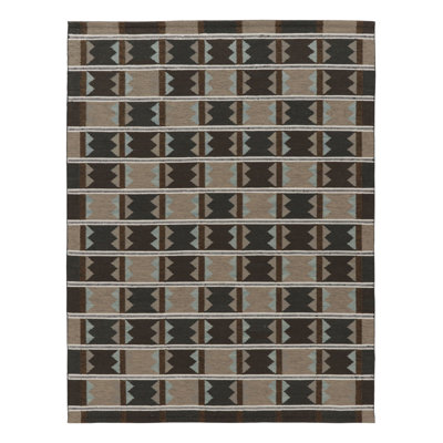 Rug & Kilim’S Scandinavian-Inspired Rug, Beige-Brown And Blue Geometric Patterns