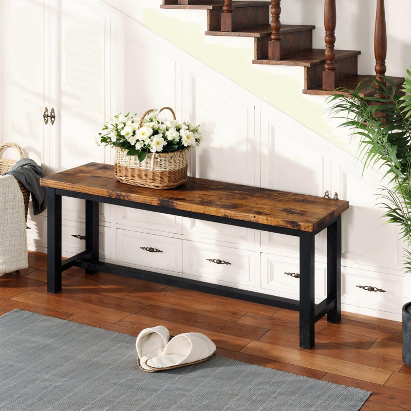 Dining Benches, Pair Of 2, 39" Kitchen Benches, Durable & Stable, Industrial Small Bench Kitchen Bench With Metal Legs For Dining Room, Kitchen, Entryway, Bedroom
