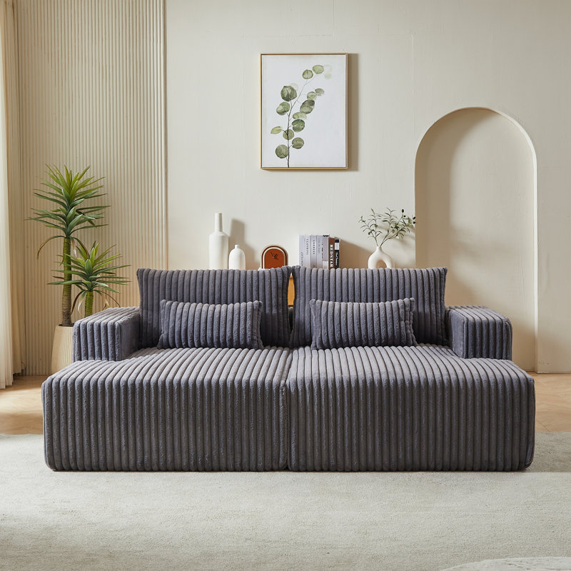 Méridienne modulaire surdimensionnée de 87 po, sans assemblage requis, causeuse en peluche avec canapé-lit inclinable, fauteuil-lit moderne moelleux pour la chambre à coucher du salon intérieur