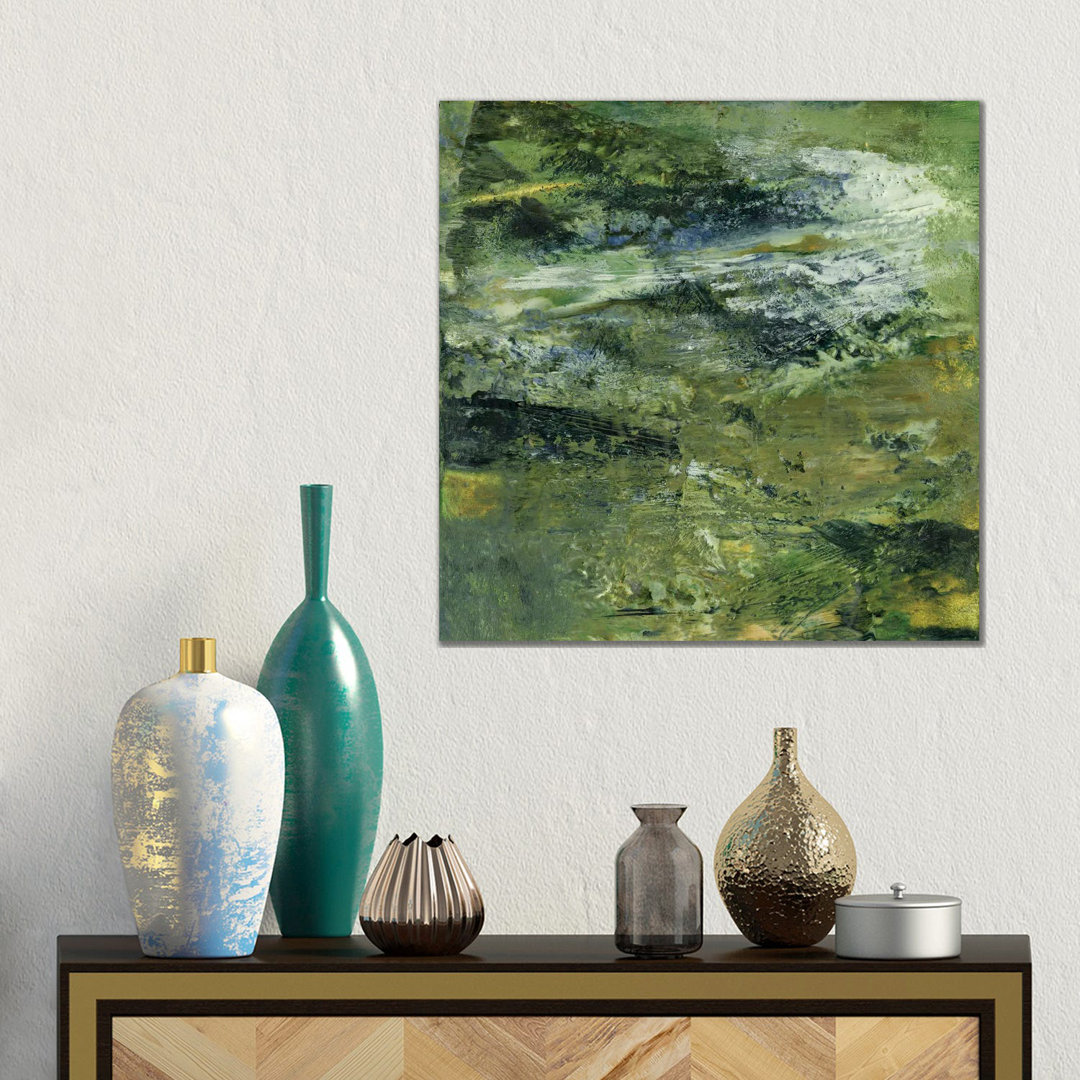 Encaustic Tile In Green III von Sharon Gordon - Galerie-umwickelte Leinwand Giclée auf Leinwand