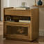 Table de chevet moderne Mid-Century avec station de charge, 2 tiroirs et tablette ouverte, idéale pour un décor de maison de campagne et de dortoir-1891313702