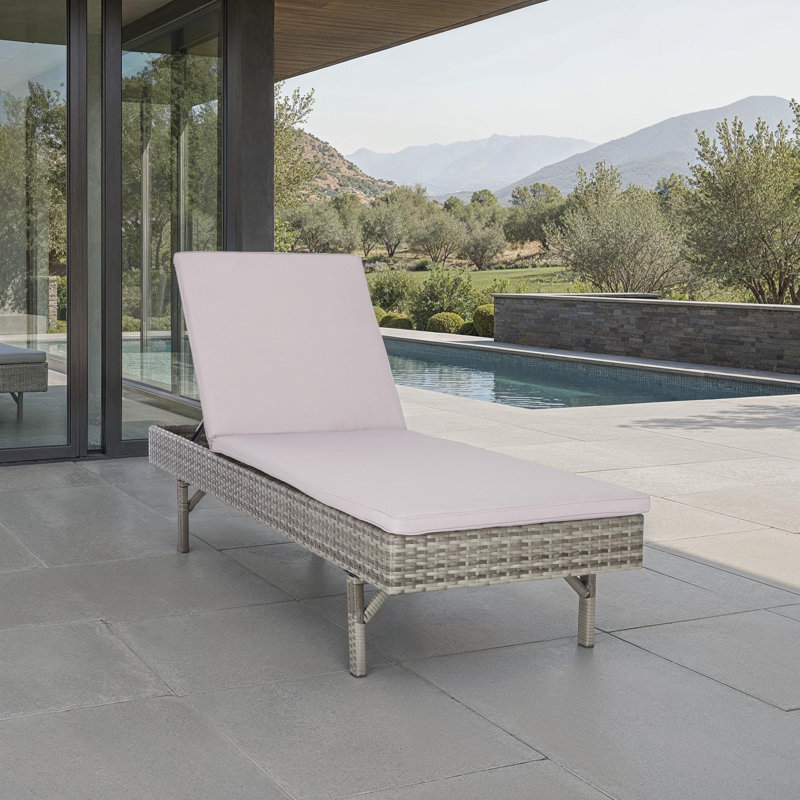 Chaise longue inclinable avec coussins Esmai, Cadre gris / coussin gris
