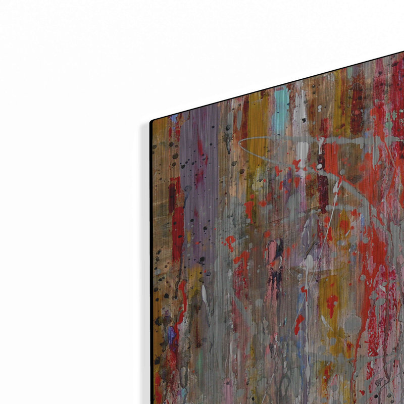 «Vertical Reflections» par Ingeborg Herckenrath - peinture sur métal sans cadre, H 24 po x l 48 po x P 0,2 po