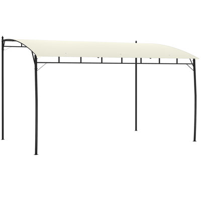Pergola extérieure crème 3 m x 4 m avec toile et structure métallique, protection solaire pour porche, terrasse, jardin, œillets de drainage, fixation au sol robuste par clous et vis en acier, polyvalente.