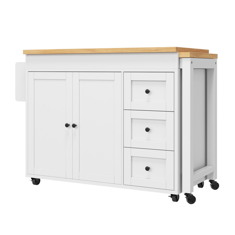 89 cm W Kitchen Island with Top, White