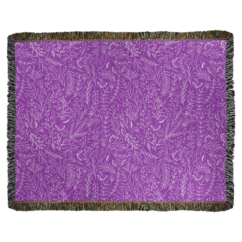 Couverture en coton tissé Katelyn Elizabeth Ditsy, l 50 po x L 60 po, Violet / Blanc