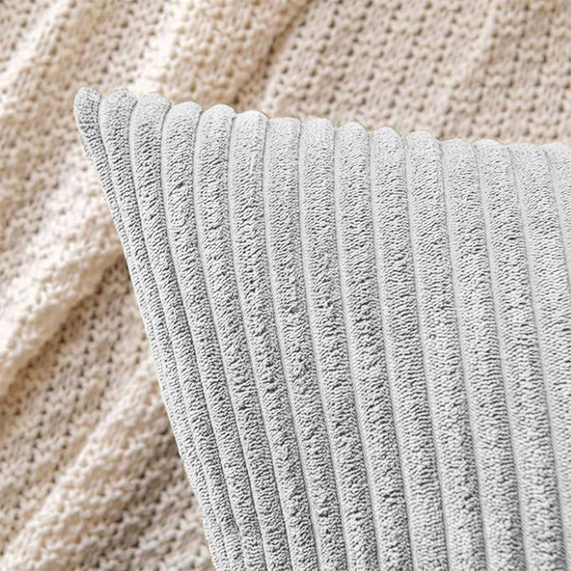 Striped Heavy Crushed Velvet Cushion Cover (Set Of 2) , White