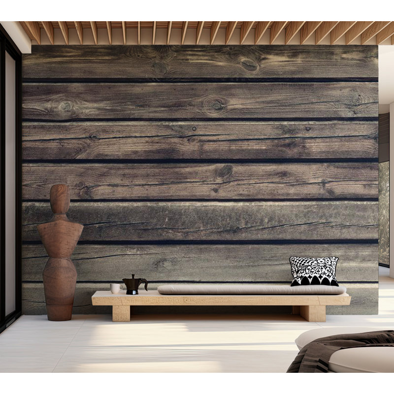 Papier peint Surface Surface - bois de style champêtre, L 39 po x L 27 po