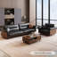 Canapé modulaire noir en cuir véritable-118374687-118374692