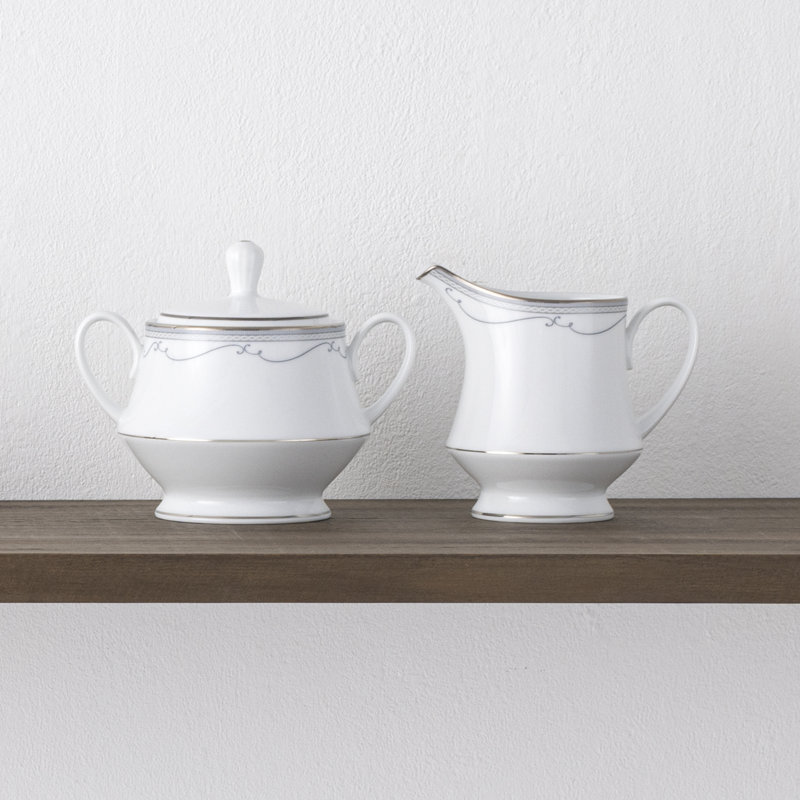 Noritake Satin Flourish Sugar & Creamer Set