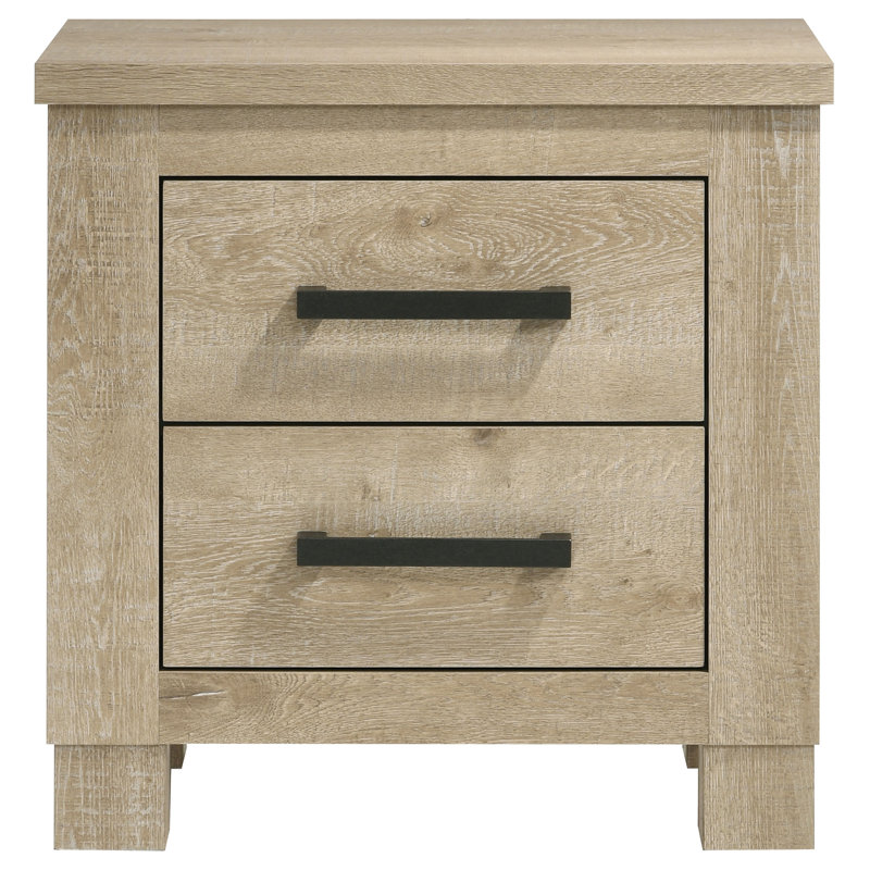 Sansome Weathered Oak 2-Drawer Nightstand Bedside Table