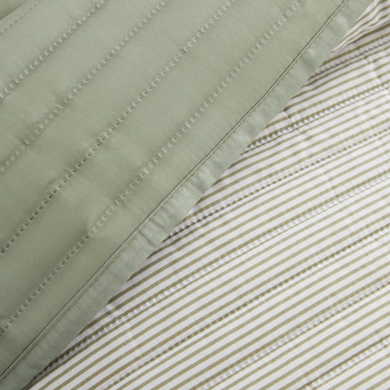 Stripe Quilted Reversible Bedspread, Green