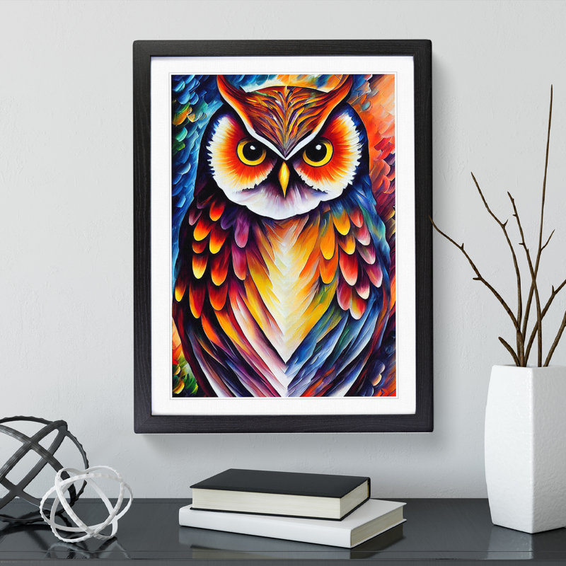 Portrait Of A Long Eared Owl No.3 - Single Picture Frame Painting, 64cm H x 46cm W x 2cm D, Black Framed