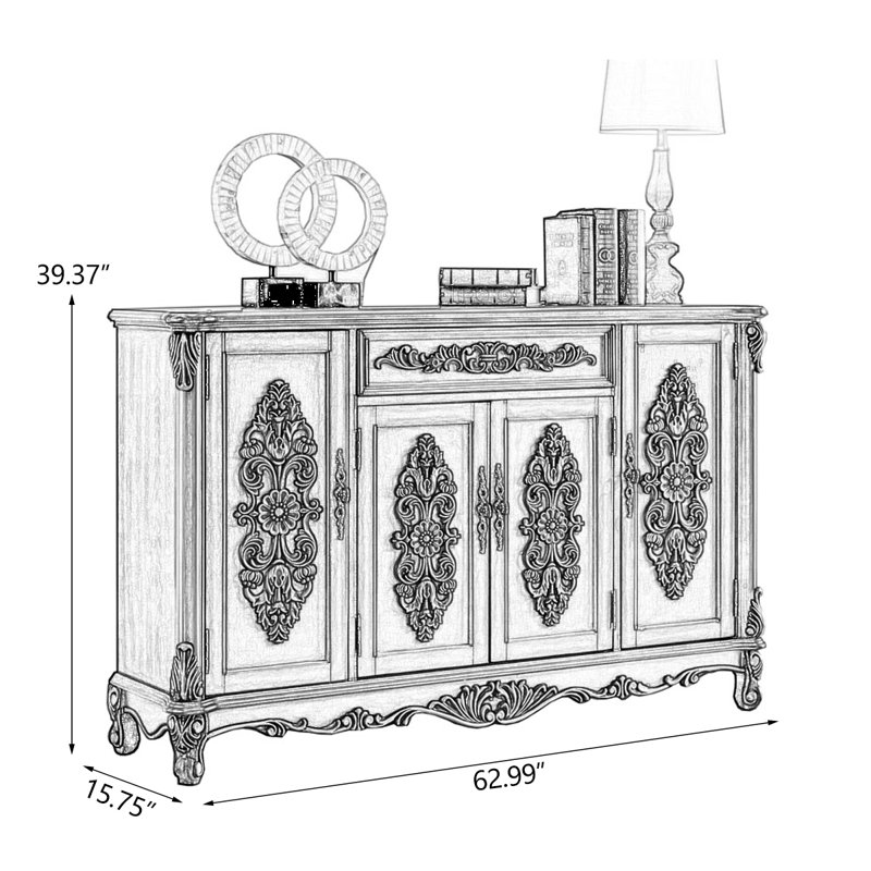 Buffet en bois de noyer massif, Noyer