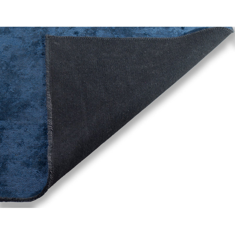 Tapis bleu marine en coton noué à la main Rapture, Rectangle 7 pi 10 po x 9 pi 10 po