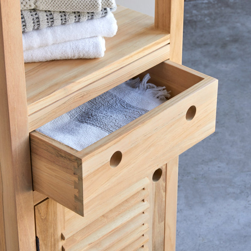 Coline Solid Wood Freestanding Linen Cabinet