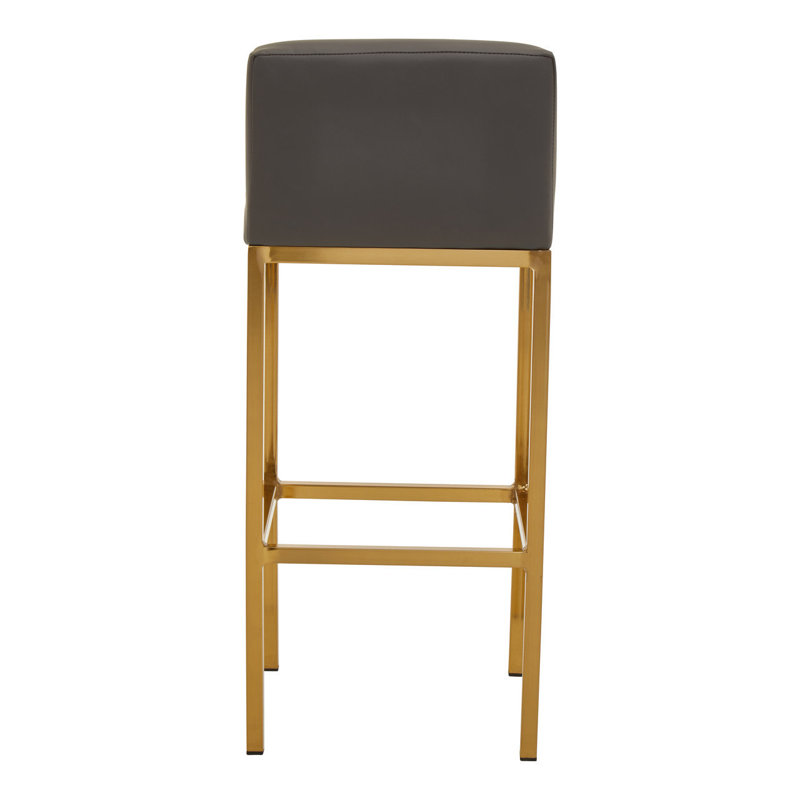 Madeline Upholstered Counter Stool with Metal Frame, Gold, Grey