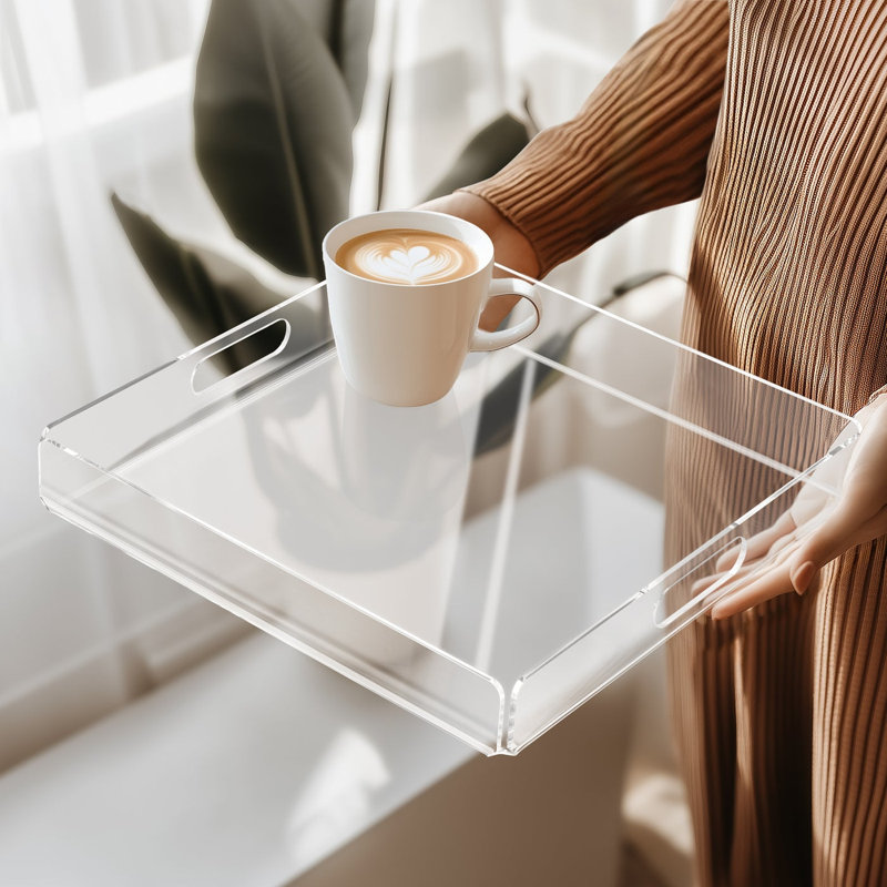 Clear Acrylic 14x14 Square Tray With Handles