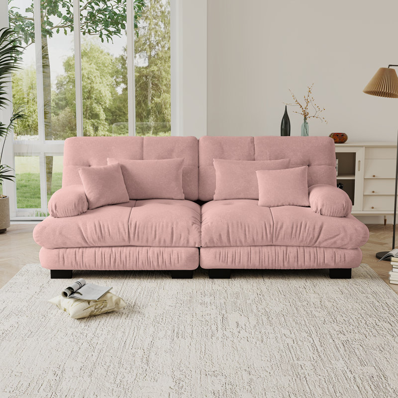 Canapé modulaire de 94,5 po avec 4 coussins décoratifs, canapé en chenille moderne et profond pour le salon, pour le salon